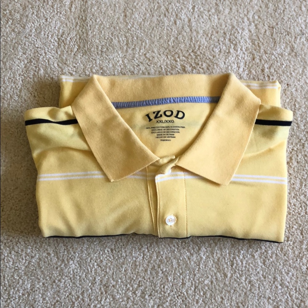 Izod XXL yellow stripe short sleeve polo